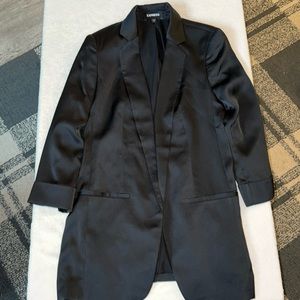 Black mid quarter sleeve blazer. Satin finish from express